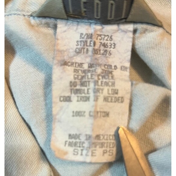 Teddi Denim Shirt Women Size PS Embroidered Short Sleeve Button Cottage Core Vtg - Picture 5 of 7